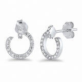 10mm Swirl Stud Earrings with Round CZ 925 Sterling Silver