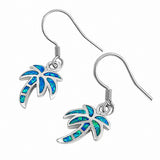 Palm Tree Fishhook Earrings – Lab Opal, 925 Sterling Silver