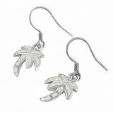 Palm Tree Fishhook Earrings – Lab Opal, 925 Sterling Silver