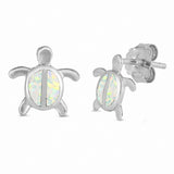 Turtle Stud Earrings Created Opal 925 Sterling Silver Choose Color
