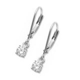 Solitaire Leverback Earrings 3mm-8mm Round Cubic Zirconia Rose, Yellow Gold Rhodium Plated 925 Sterling Silver Choose Size - Blue Apple Jewelry