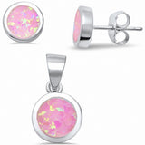 Solitaire Jewelry Set Bezel Lab Created Opal 925 Sterling Silver
