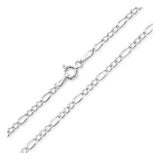 6.2MM 150 Rhodium Finished Figaro .925 Sterling Silver Chain Lengths 