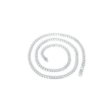 6.4MM 160 Flat Pave Curb Chain .925 Solid Sterling Silver Sizes "8-30" Inches