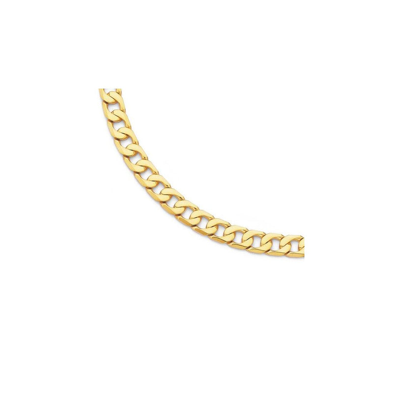 Flat Curb Chain Yellow Gold Plated 925 Sterling Silver