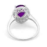 Halo Teardrop Pear Shape Simulated Cubic Zirconia Ring  925 Sterling Silver