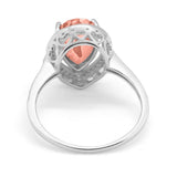 Halo Teardrop Pear Shape Simulated Cubic Zirconia Ring  925 Sterling Silver
