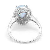 Halo Teardrop Pear Shape Simulated Cubic Zirconia Ring  925 Sterling Silver
