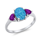 Fashion Promise Ring 3-Stone Simulated Amethyst Cubic Zirconia 925 Sterling Silver