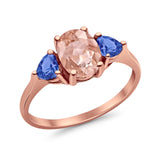Fashion Promise Ring Simulated Tanzanite Cubic Zirconia 925 Sterling Silver
