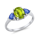 Fashion Promise Ring Simulated Tanzanite Cubic Zirconia 925 Sterling Silver