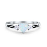 Heart Promise Ring Simulated Cubic Zirconia Black Accent 925 Sterling Silver