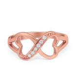 Infinity Double Heart Promise Ring Simulated Cubic Zirconia 925 Sterling Silver