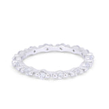 Eternity Pave Wedding Rings Simulated Cubic Zirconia 925 Sterling Silver