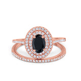 Halo Wedding Piece Bridal Ring Oval Simulated Cubic Zirconia Sterling Silver