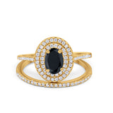 Halo Wedding Piece Bridal Ring Oval Simulated Cubic Zirconia Sterling Silver