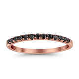 Half Eternity Wedding Ring Round Simulated Jet Black Onyx CZ 925 Sterling Silver
