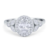 14K Gold Oval Art Deco Engagement Ring Simulated Cubic Zirconia