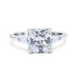 14K Gold Cushion Cut Art Deco Cubic Zirconia Engagement Ring