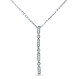 14K Gold 0.08ct Diamond Drop Vertical Bar Pendant Chain Necklace 18" Long