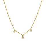 14K Gold 0.07ct Diamond Bezel Pendant Necklace 18" Long