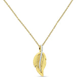 Leaf Necklace Diamond Pendant 14K Gold 0.06ct