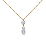 Diamond Teardrop Cluster Necklace 14K Gold 0.10ct