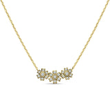 Diamond Pendant Flower Necklace 14K Gold 0.14ct