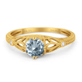 14K Gold 0.87ct Vintage Design Solitaire Round 6mm G SI Diamond Engagement Wedding Ring