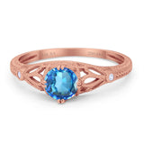 14K Gold 0.87ct Vintage Design Solitaire Round 6mm G SI Diamond Engagement Wedding Ring