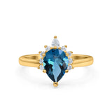 14K Gold 1.5ct Teardrop Art Deco Pear 9mmx6mm G SI Diamond Engagement Wedding Ring