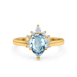 14K Gold 1.5ct Teardrop Art Deco Pear 9mmx6mm G SI Diamond Engagement Wedding Ring