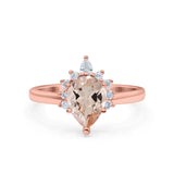 14K Gold 1.5ct Teardrop Art Deco Pear 9mmx6mm G SI Diamond Engagement Wedding Ring