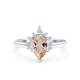 14K Gold 1.5ct Teardrop Art Deco Pear 9mmx6mm G SI Diamond Engagement Wedding Ring