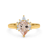 14K Gold 1.5ct Teardrop Art Deco Pear 9mmx6mm G SI Diamond Engagement Wedding Ring