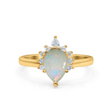 14K Gold 1.5ct Teardrop Art Deco Pear 9mmx6mm G SI Diamond Engagement Wedding Ring