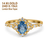 14K Gold Oval 0.95ct G SI Vintage Diamond Engagement Ring Size 6.5