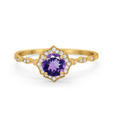 14K Gold 0.99ct Round Petite Dainty 6mm G SI Diamond Engagement Wedding Ring