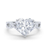 14K Gold Art Deco Heart Promise Twisted Shank Cubic Zirconia Wedding Ring