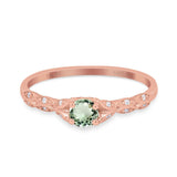 14K Gold 0.33ct Round Petite Dainty Art Deco 4mm G SI Diamond Engagement Wedding Ring