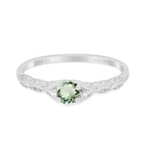 14K Gold 0.33ct Round Petite Dainty Art Deco 4mm G SI Diamond Engagement Wedding Ring
