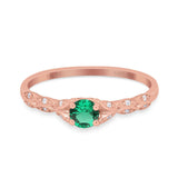 14K Gold 0.33ct Round Petite Dainty Art Deco 4mm G SI Diamond Engagement Wedding Ring