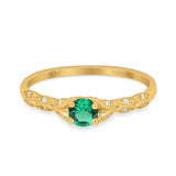 14K Gold 0.33ct Round Petite Dainty Art Deco 4mm G SI Diamond Engagement Wedding Ring