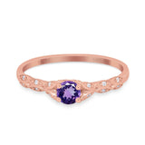 14K Gold 0.33ct Round Petite Dainty Art Deco 4mm G SI Diamond Engagement Wedding Ring
