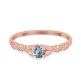 14K Gold 0.33ct Round Petite Dainty Art Deco 4mm G SI Diamond Engagement Wedding Ring