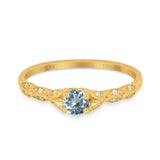 14K Gold 0.33ct Round Petite Dainty Art Deco 4mm G SI Diamond Engagement Wedding Ring