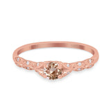 14K Gold 0.33ct Round Petite Dainty Art Deco 4mm G SI Diamond Engagement Wedding Ring