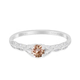 14K Gold 0.33ct Round Petite Dainty Art Deco 4mm G SI Diamond Engagement Wedding Ring