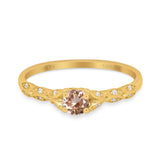 14K Gold 0.33ct Round Petite Dainty Art Deco 4mm G SI Diamond Engagement Wedding Ring