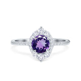 14K Gold 1.61ct Halo Vintage Round 7mm G SI Diamond Engagement Wedding Ring